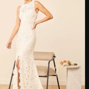 Lulu's Love Everlasting White Floral Lace Mermaid Maxi Dress
